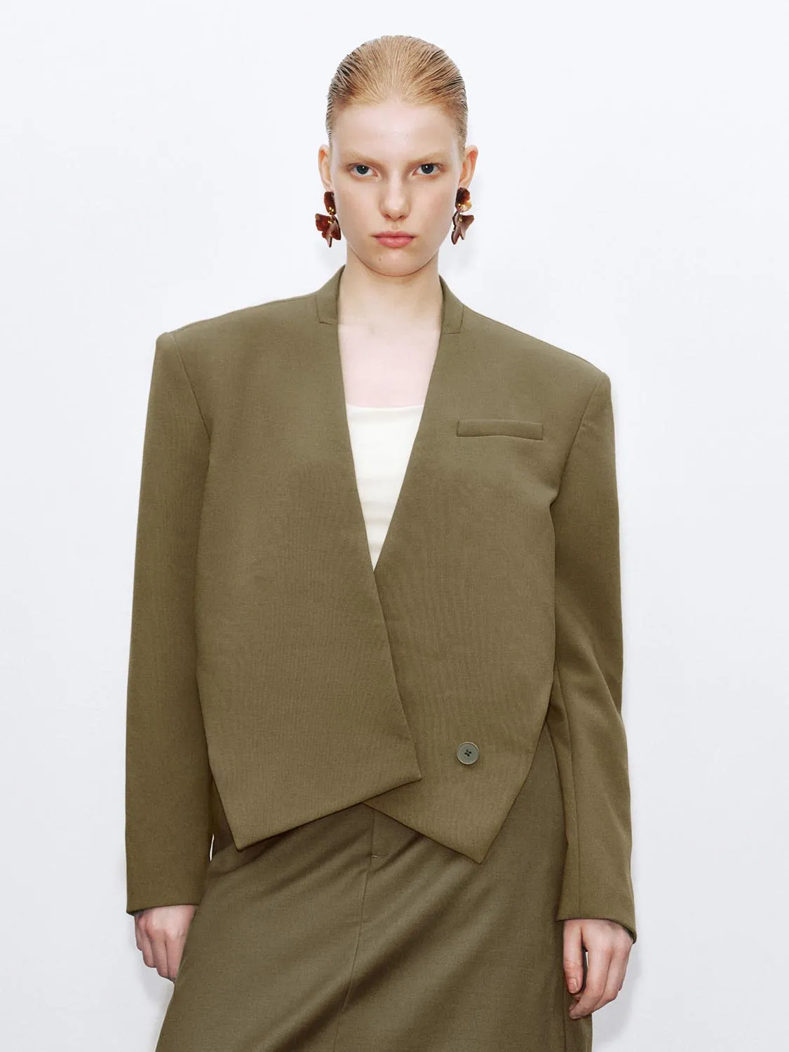 Surplice V-Neck Deconstructed Structured Blazers sold by Urban Revivo