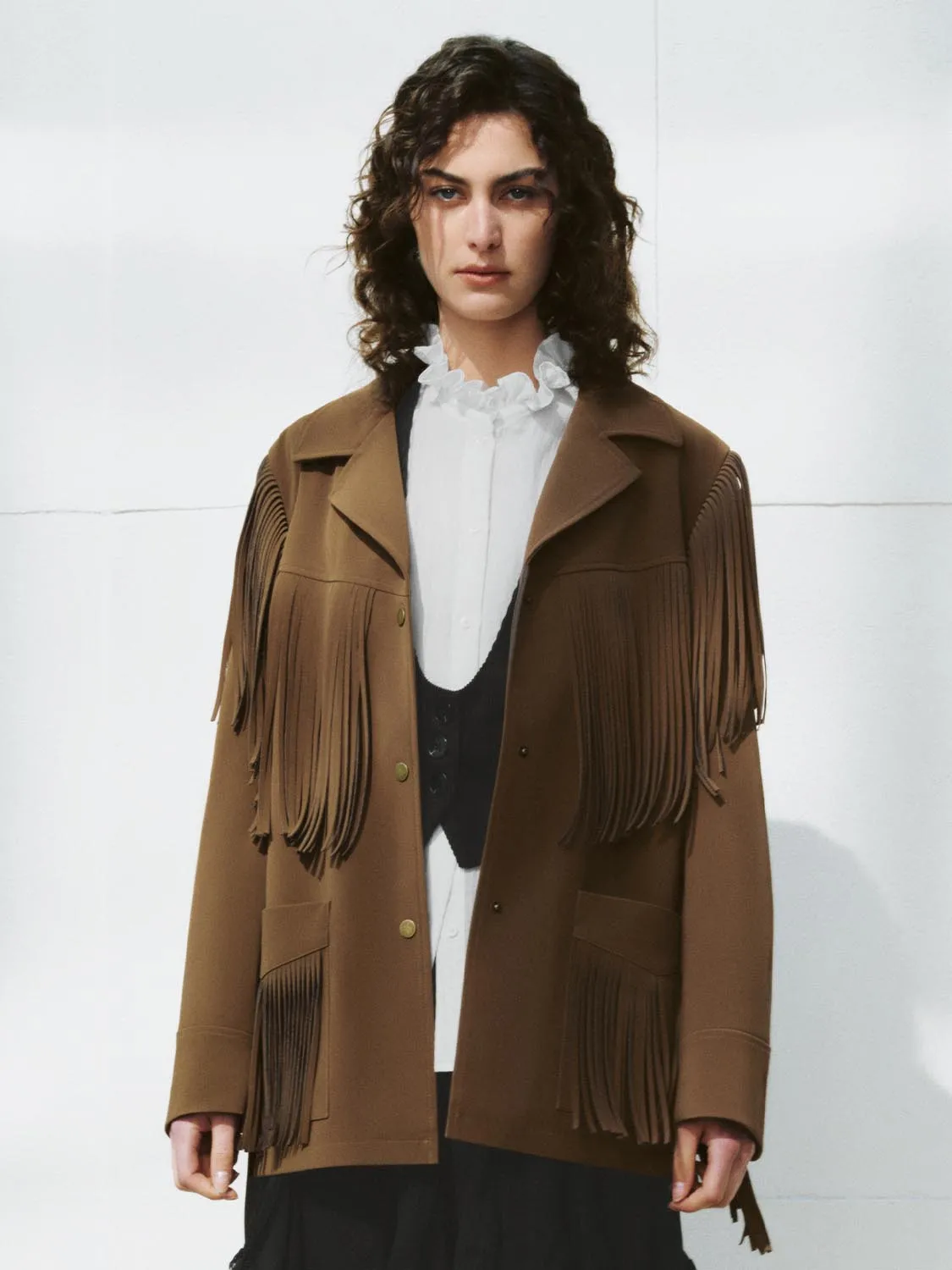 Fringe Notch Collar Jackets sold by Urban Revivo