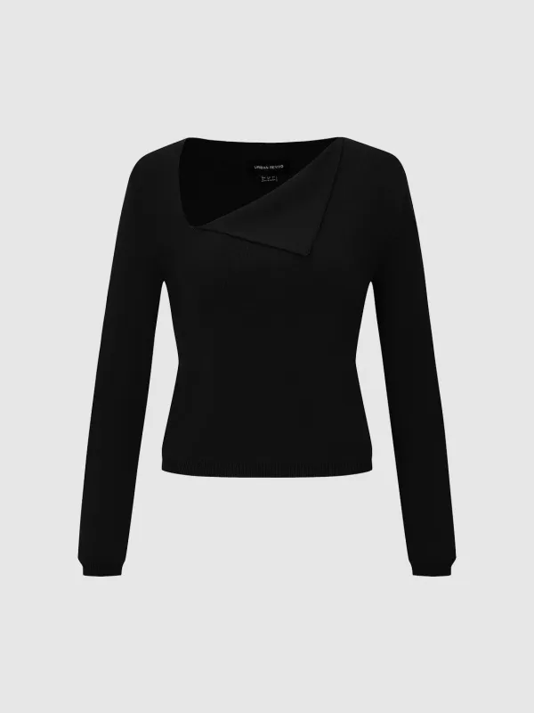 Asymmetric Neck Knitted T-Shirts sold by Urban Revivo