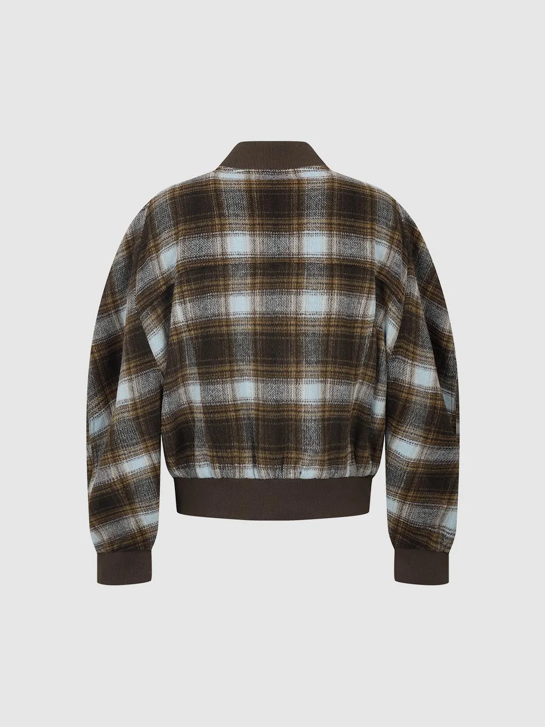 Zip Up Loose Check Wool Blend Jackets sold by Urban Revivo product image thumbnail 2