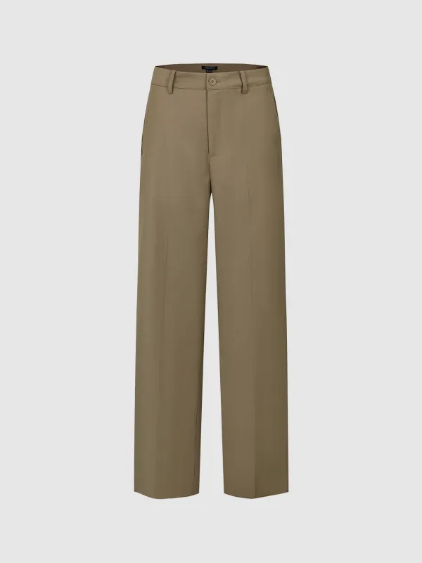 Wide-Leg Straight Pants sold by Urban Revivo