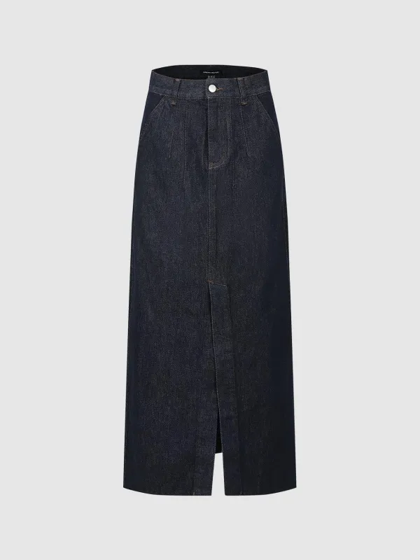 Split Hem Denim Midi Skirts sold by Urban Revivo