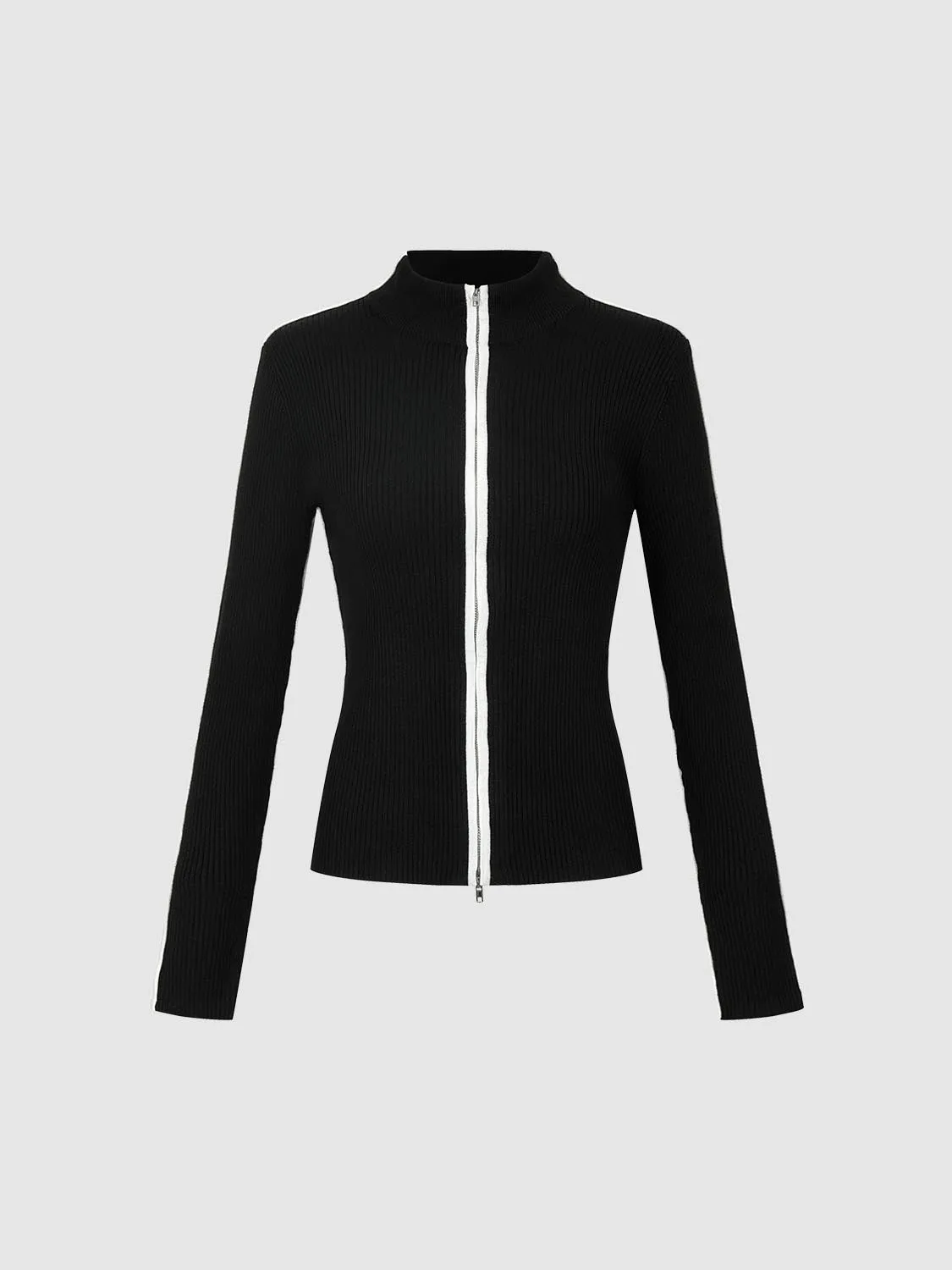 Contrast Full-Zip Knitted Cardigans sold by Urban Revivo