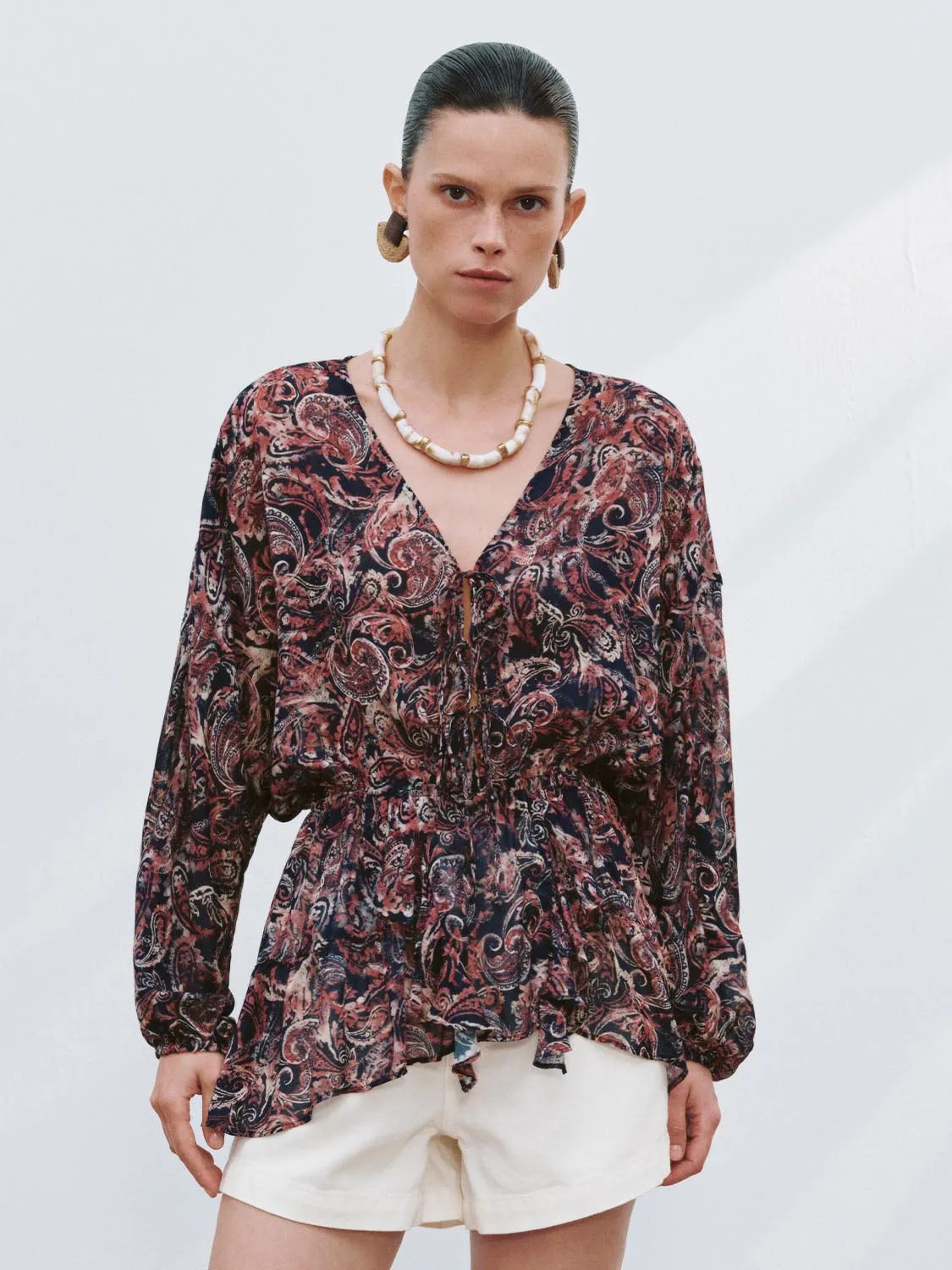 V-Neck Printed Overhead Shirt sold by Urban Revivo