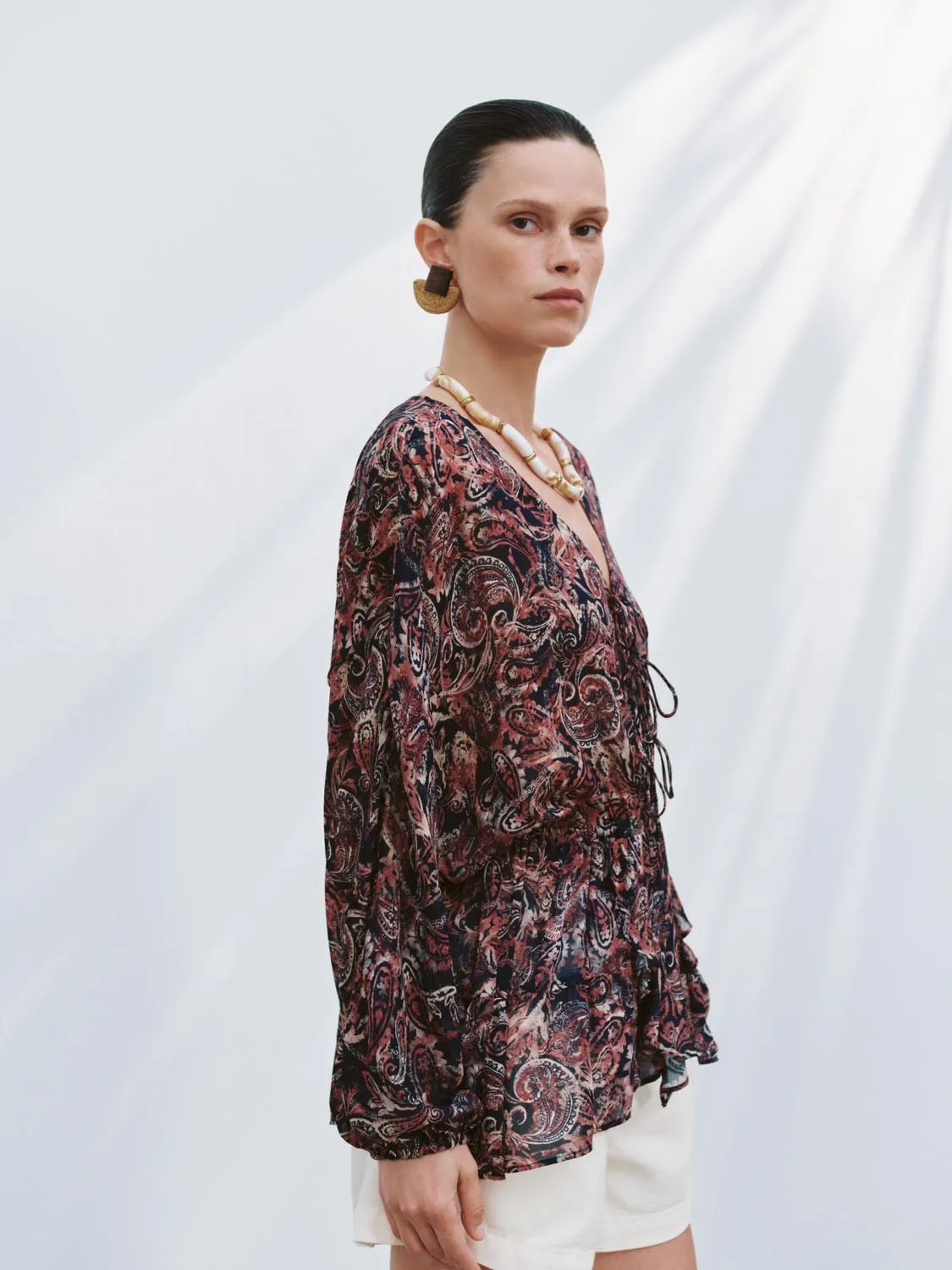 V-Neck Printed Overhead Shirt sold by Urban Revivo product image thumbnail 2