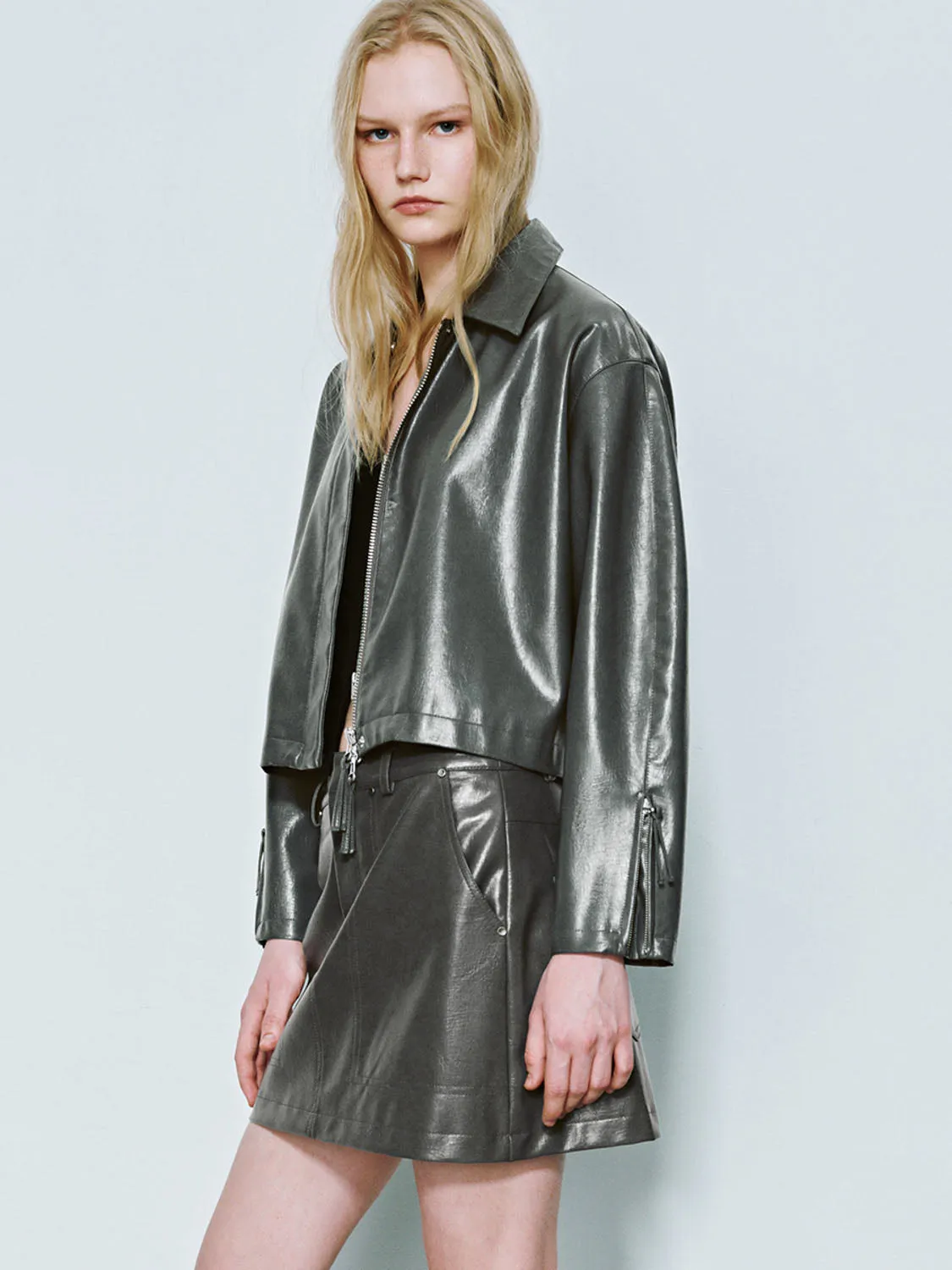 Loose Vegan Leather Jackets sold by Urban Revivo product image thumbnail 3