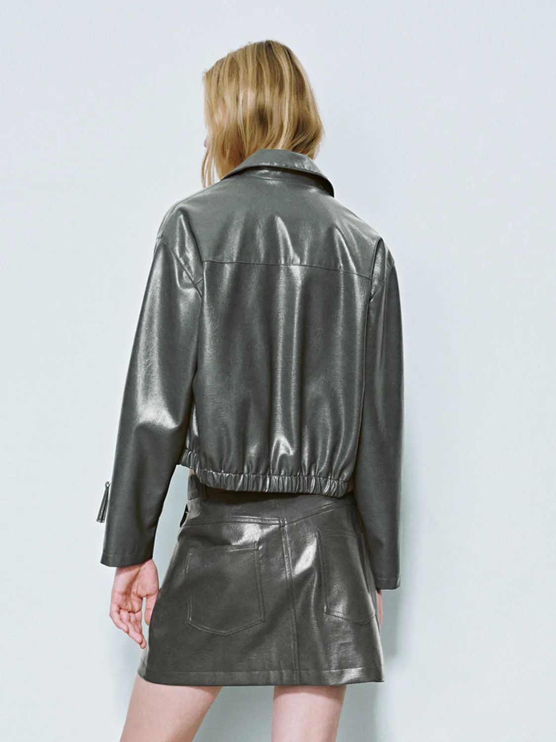 Loose Vegan Leather Jackets sold by Urban Revivo product image thumbnail 2