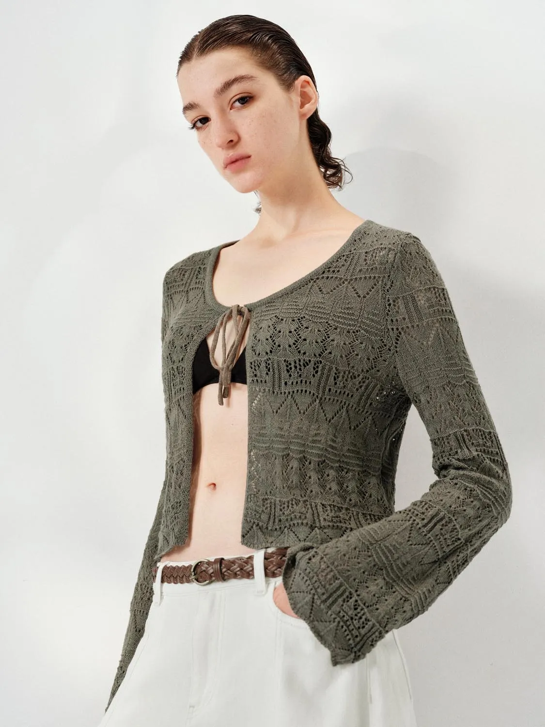 Flare Sleeve Tied Knitted Cardigans sold by Urban Revivo product image thumbnail 2