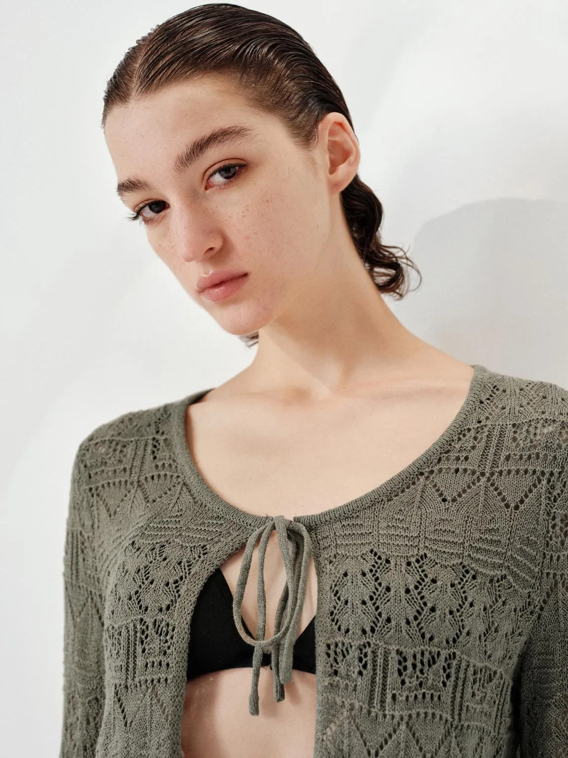 Flare Sleeve Tied Knitted Cardigans sold by Urban Revivo product image thumbnail 3
