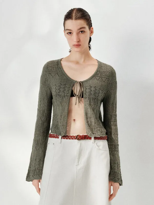 Flare Sleeve Tied Knitted Cardigans sold by Urban Revivo