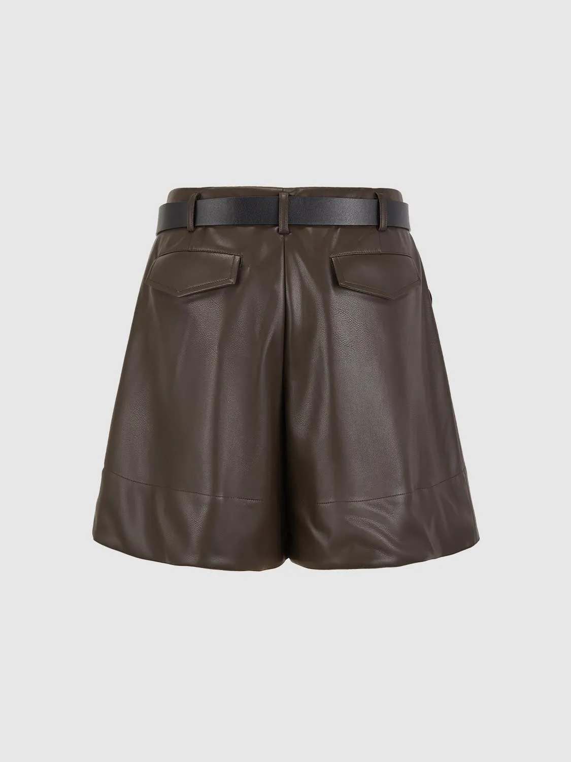 Vegan Leather Draped Wide-Leg Shorts sold by Urban Revivo product image thumbnail 2