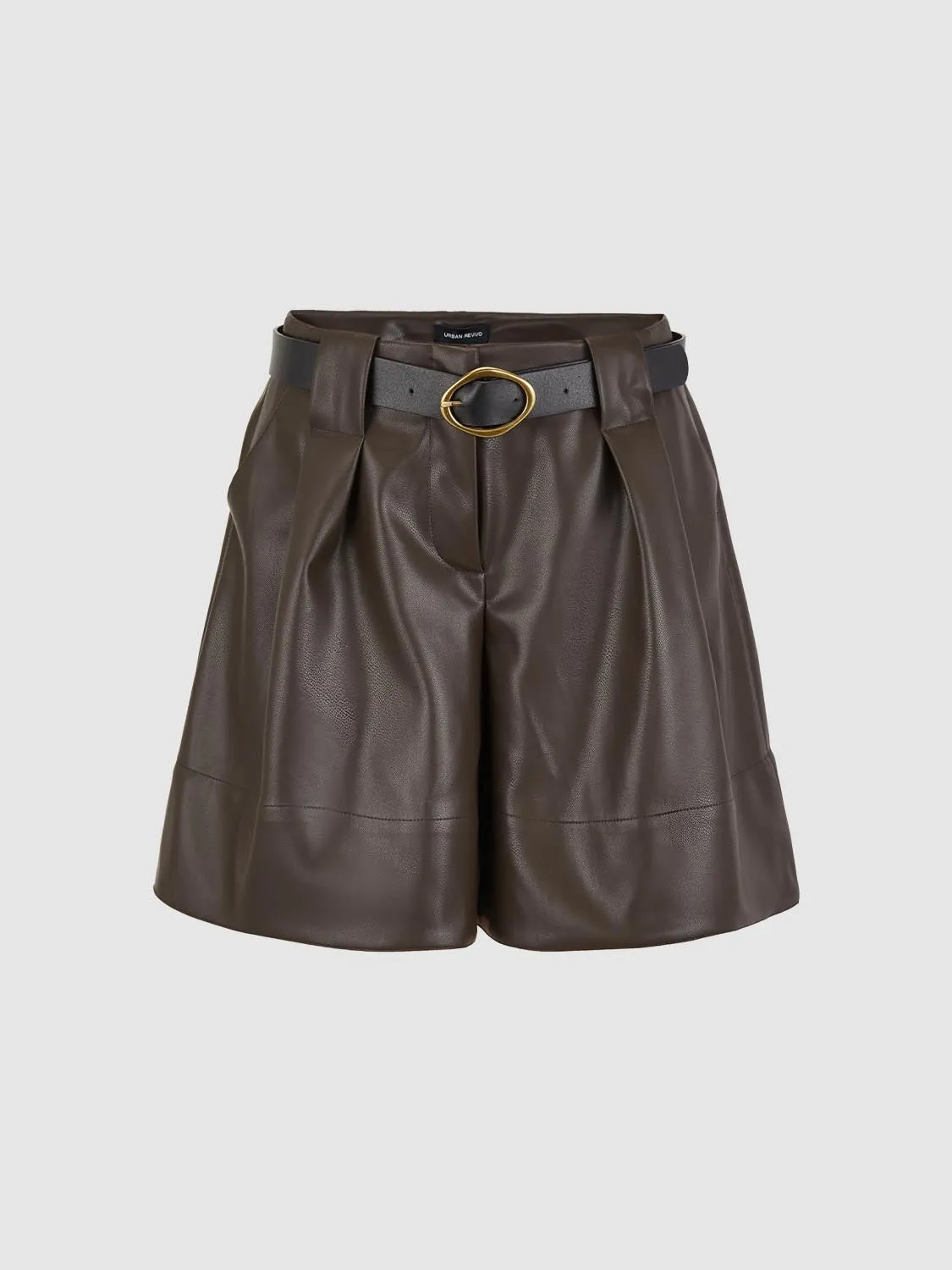 Vegan Leather Draped Wide-Leg Shorts sold by Urban Revivo