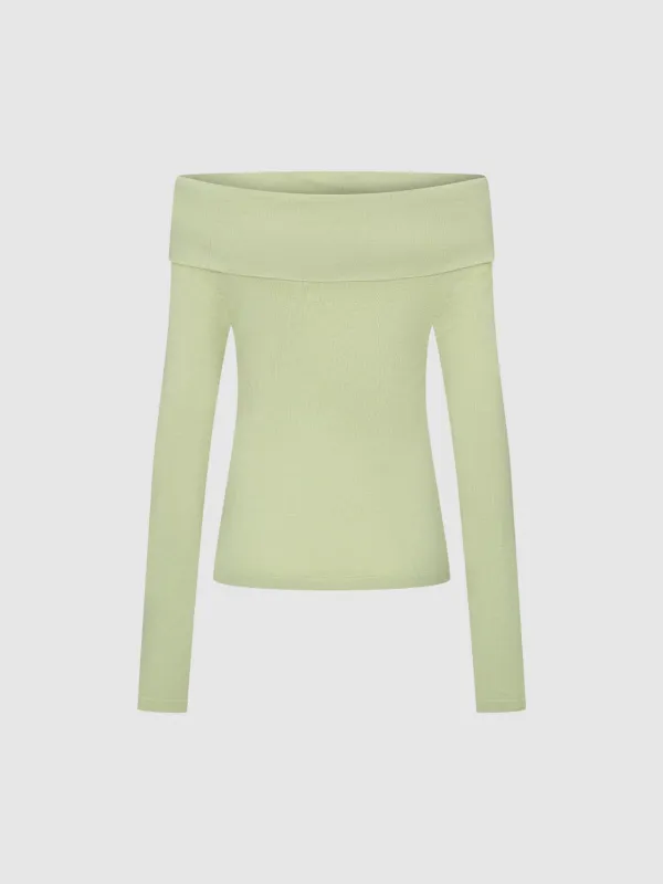 Off-the-Shoulder Knitted T-Shirts sold by Urban Revivo