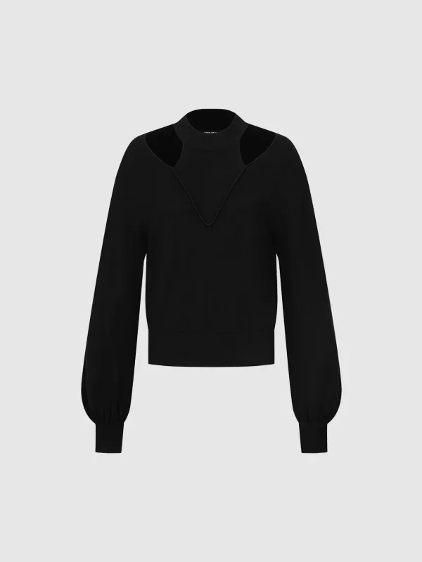 Cut-Out Long Sleeve Knitted T-Shirts sold by Urban Revivo