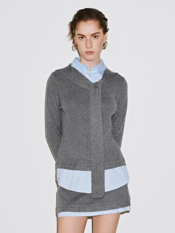 2 In 1 Scarf Collar Knitted T-Shirts sold by Urban Revivo