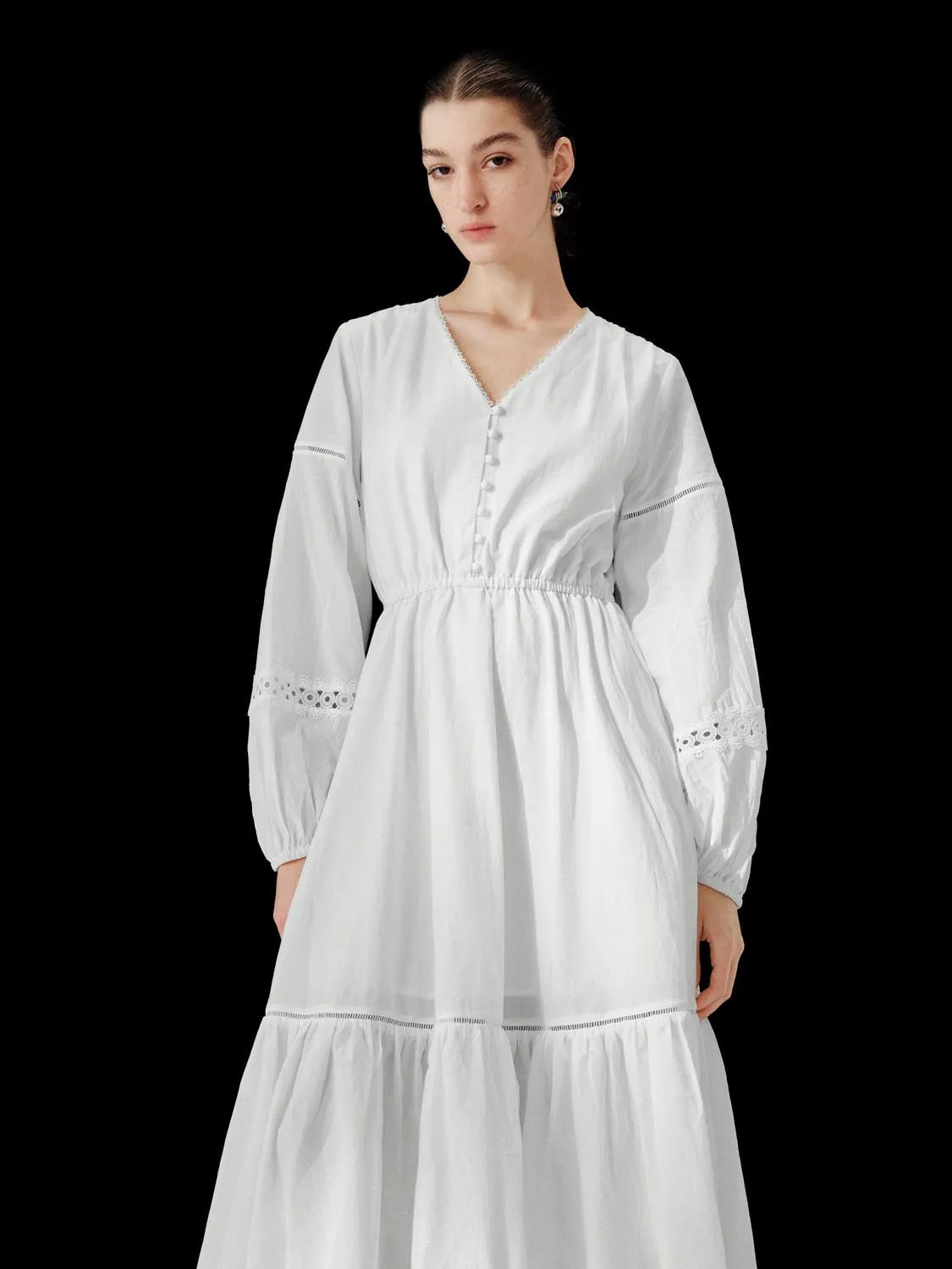 Tiered Ruffle Button Detail Maxi Dresses sold by Urban Revivo product image thumbnail 5