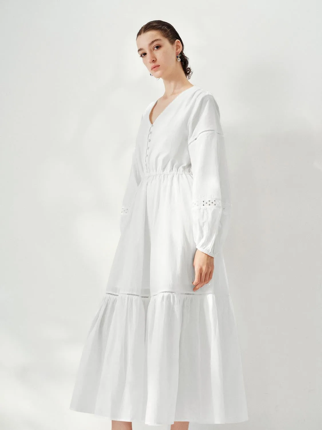 Tiered Ruffle Button Detail Maxi Dresses sold by Urban Revivo product image thumbnail 2