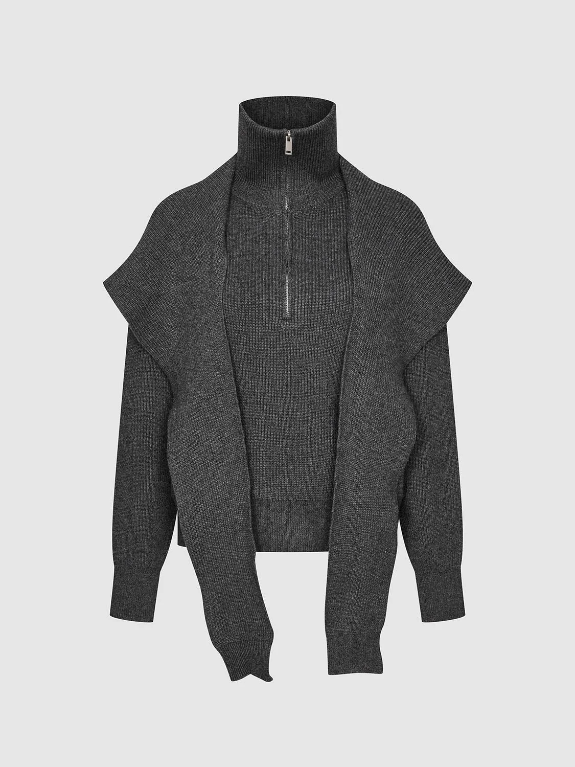 2 In 1 Stand Collar Knitted T-Shirts sold by Urban Revivo