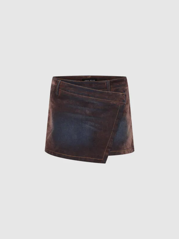 Drapey Denim Wrap Mini Skirts sold by Urban Revivo