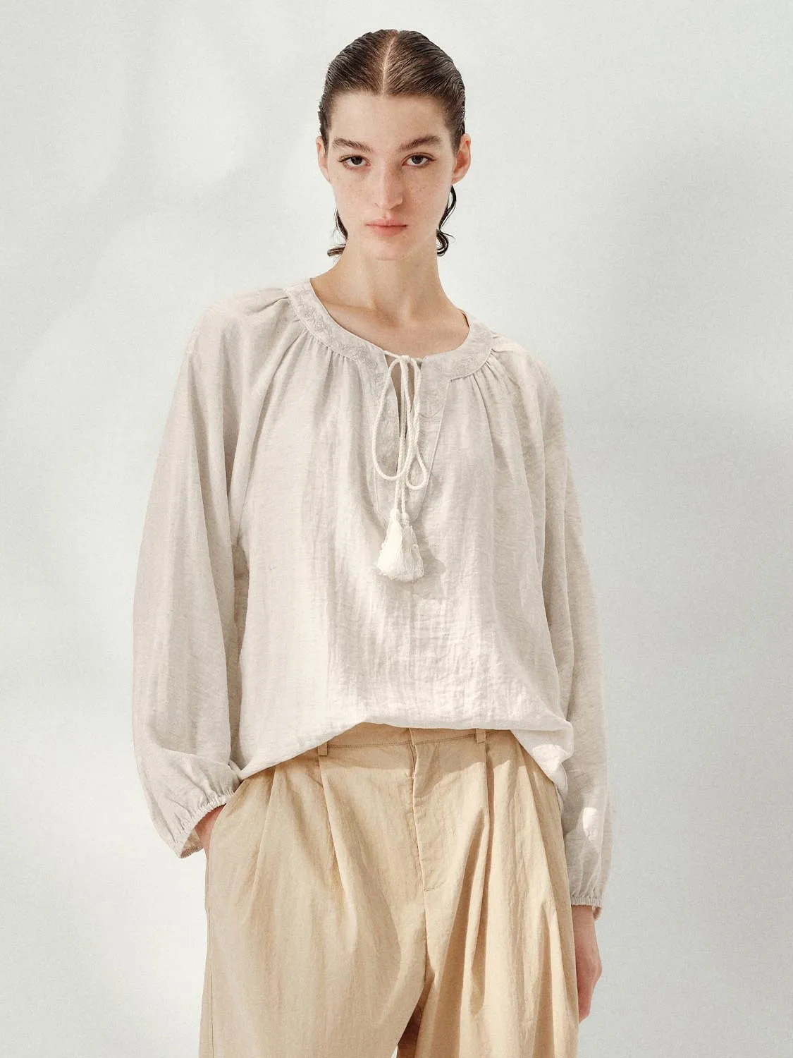 Draped String Detail Overhead Shirt sold by Urban Revivo