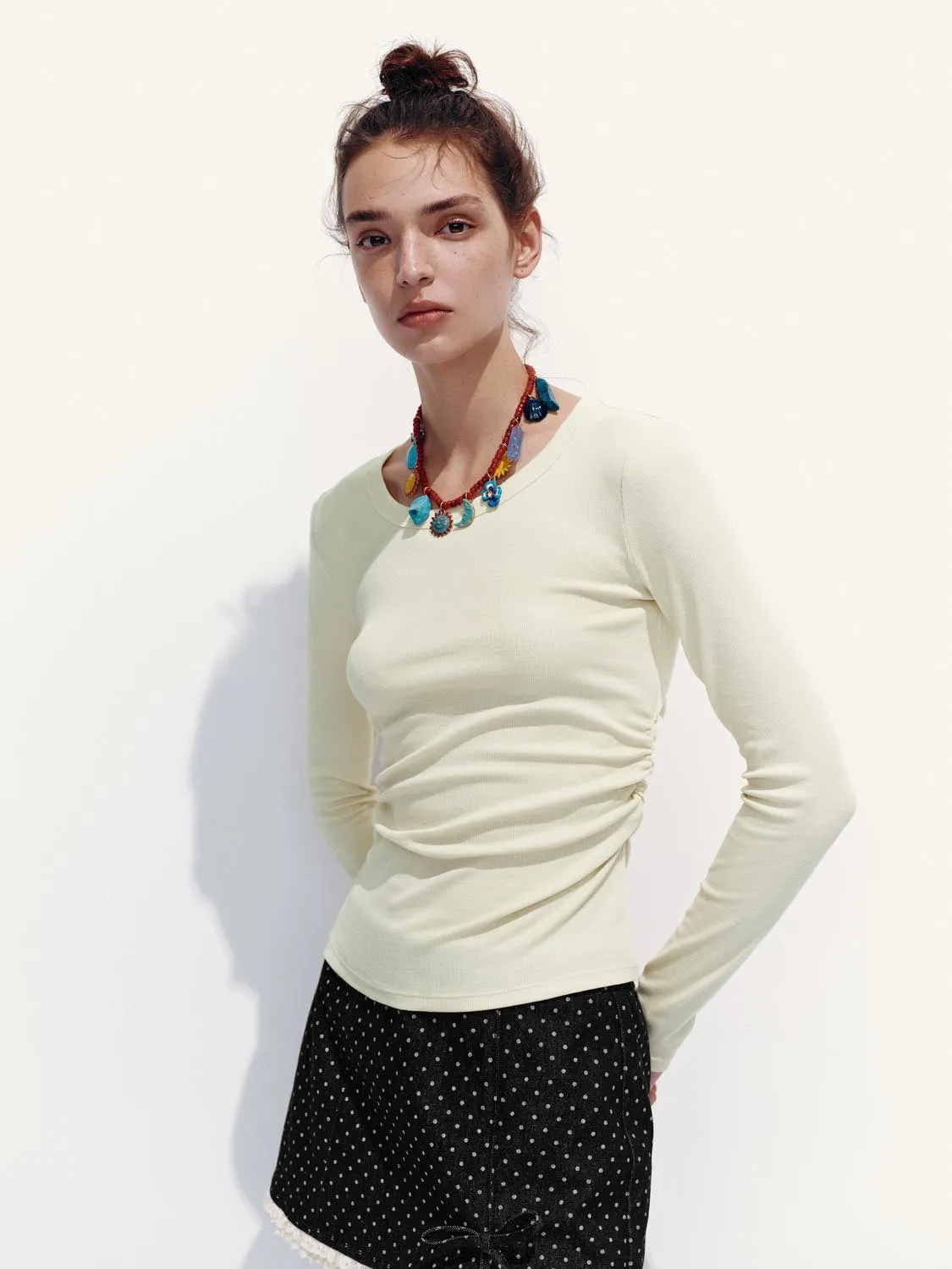 Ruched Long Sleeve T-Shirts sold by Urban Revivo product image thumbnail 2