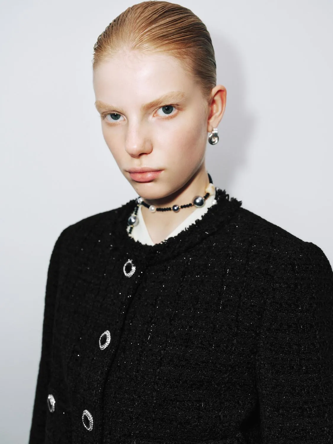 Button Up Crew Neck Tweed Jackets sold by Urban Revivo product image thumbnail 3