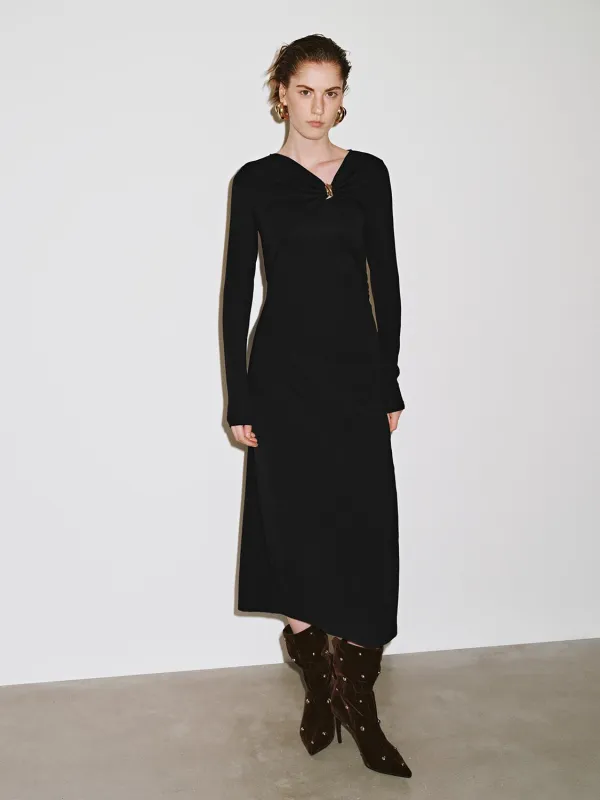 Draped Asymmetric Straight Midi Dresses sold by Urban Revivo