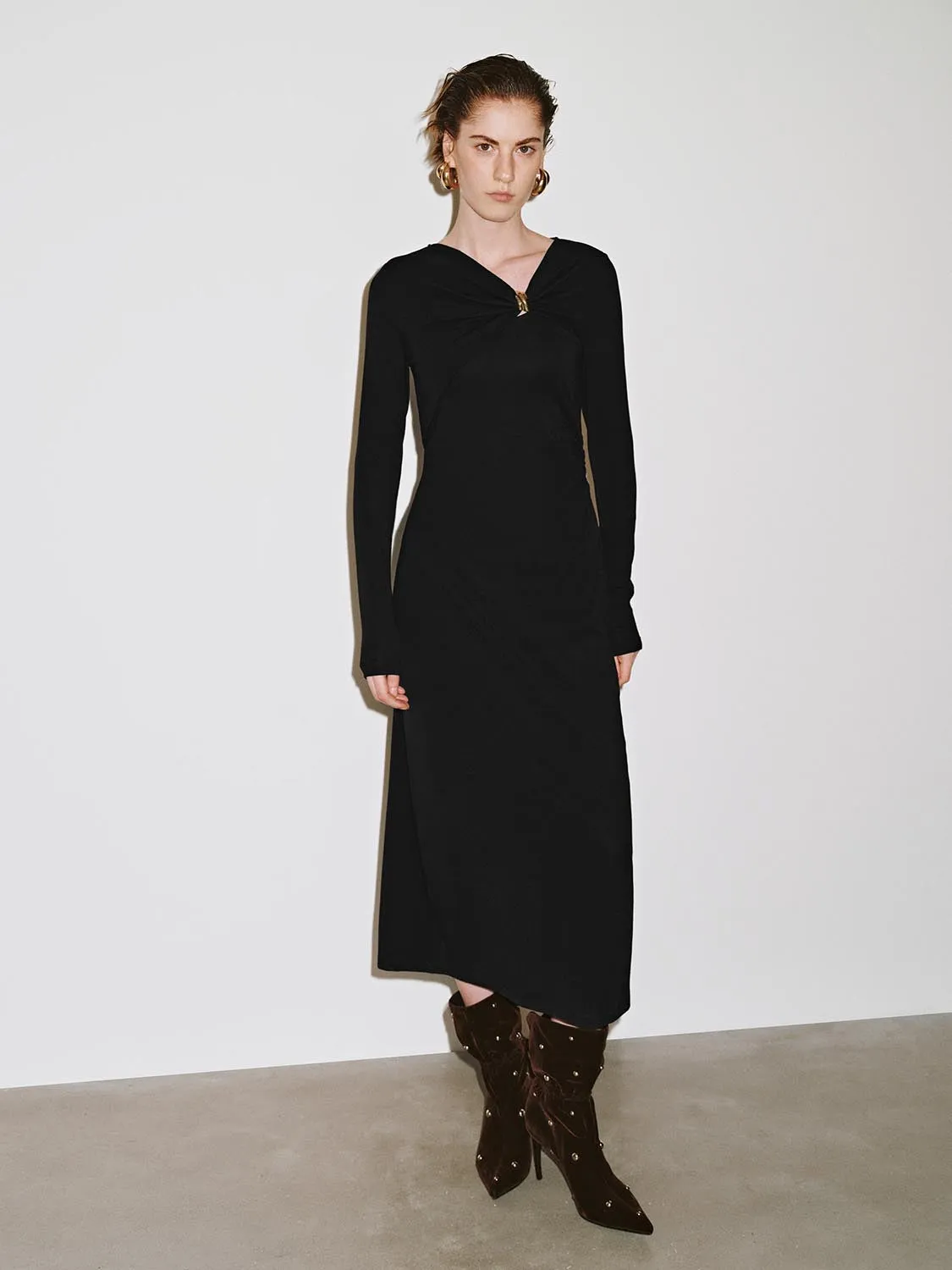 Draped Asymmetric Straight Midi Dresses sold by Urban Revivo