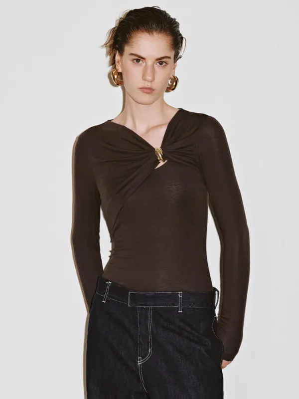 Draped Asymmetric Long Sleeve T-Shirts sold by Urban Revivo