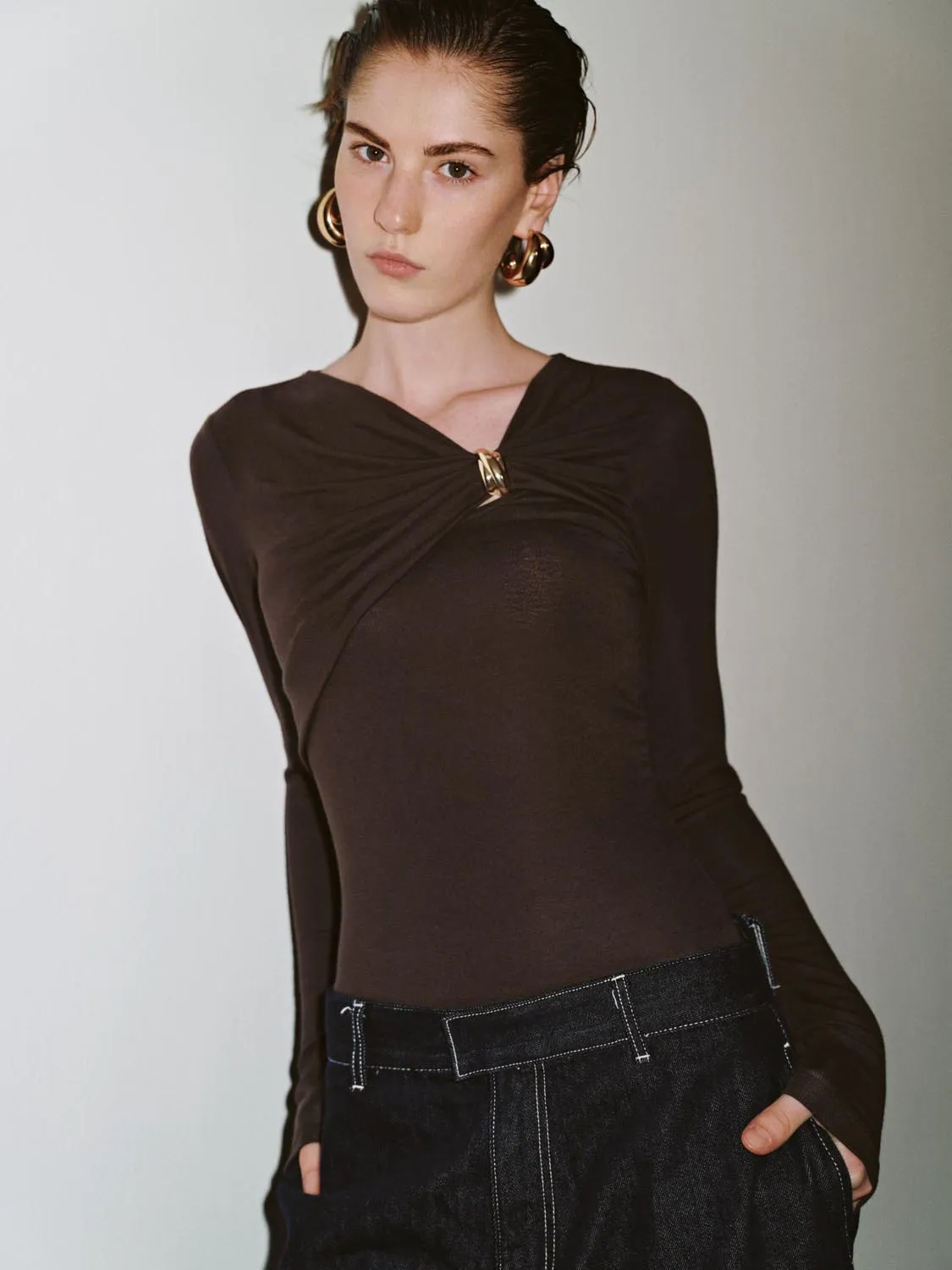 Draped Asymmetric Long Sleeve T-Shirts sold by Urban Revivo product image thumbnail 2