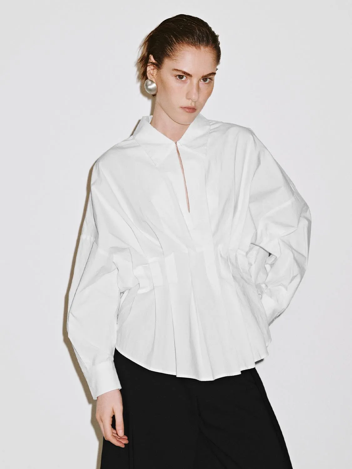 Pleated Slim Fit Overhead Shirt sold by Urban Revivo