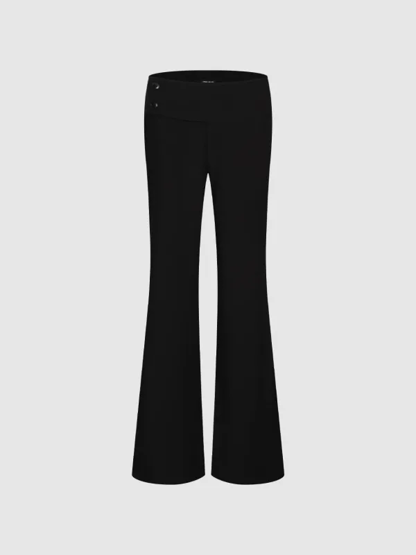 Button Detail Flared Leg Low-Rise Jeans sold by Urban Revivo