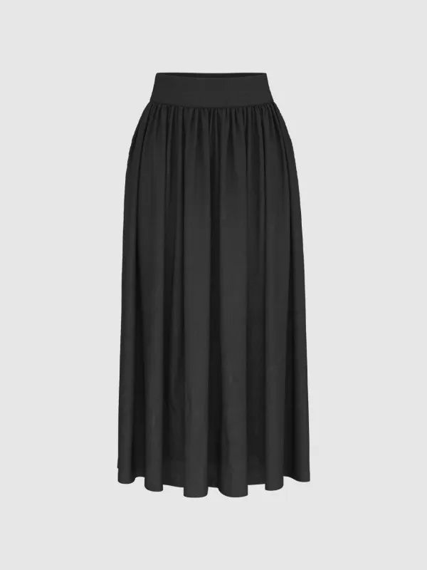 Crinkled A-Line Midi Skirts sold by Urban Revivo
