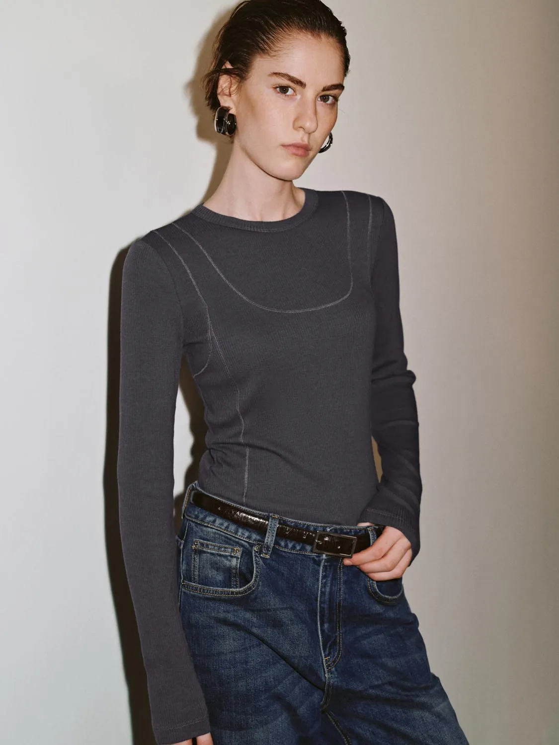 Slim Fit Long Sleeve T-Shirts sold by Urban Revivo product image thumbnail 2