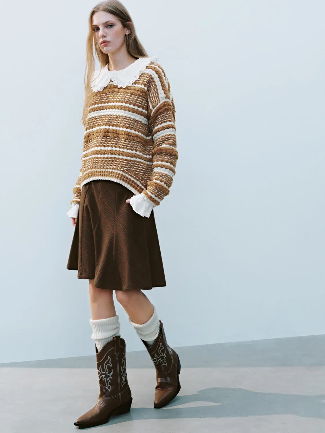 Lace Trim Stripped Knitted T-Shirts sold by Urban Revivo product image thumbnail 5