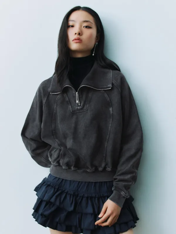Zip Up Loose Sweatshirts sold by Urban Revivo