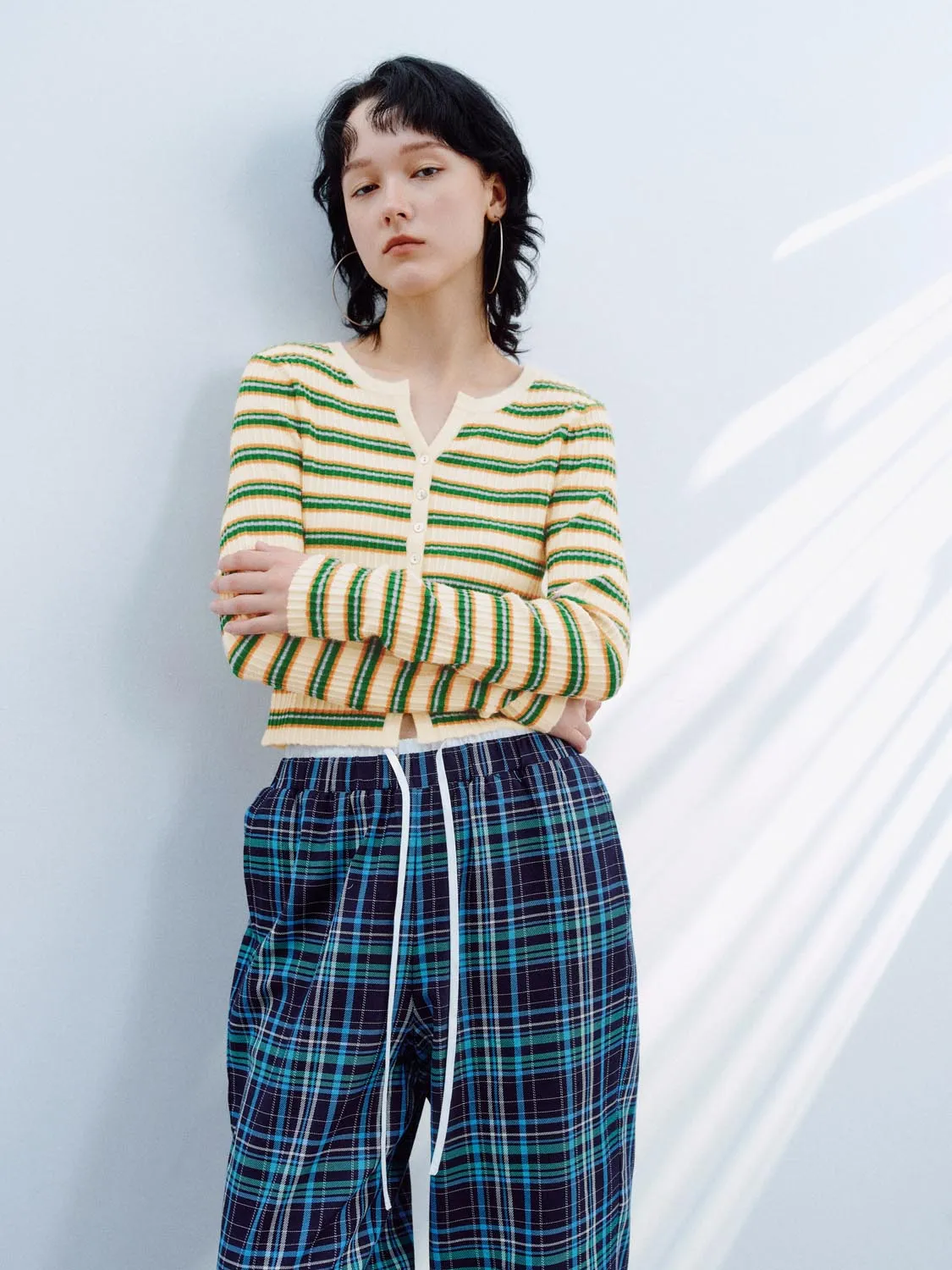 Button Up Stripped Knitted Cardigans sold by Urban Revivo product image thumbnail 2