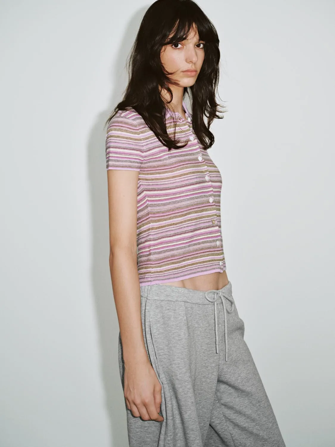 Button Up Stripped Knitted T-Shirts sold by Urban Revivo product image thumbnail 2