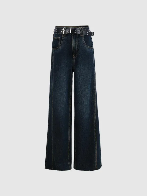 Ankle High Waist Wide-Leg Jeans sold by Urban Revivo