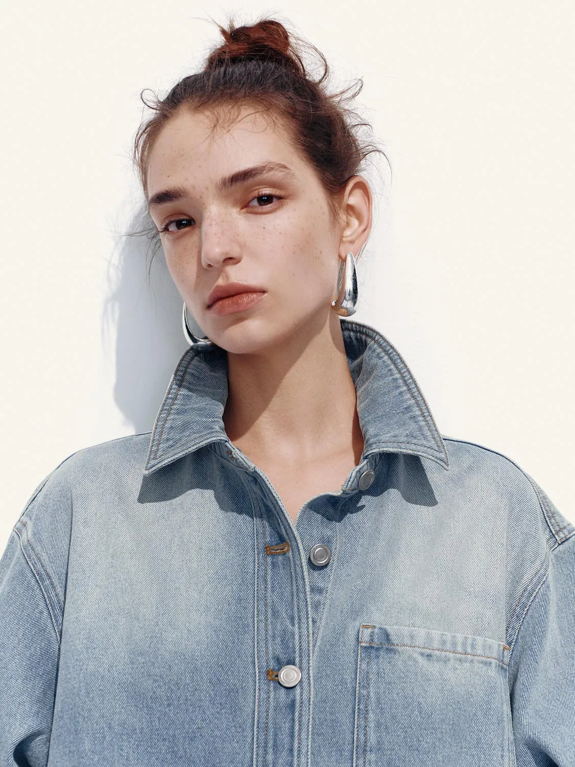 Button-Up Loose Denim Shirts sold by Urban Revivo product image thumbnail 3