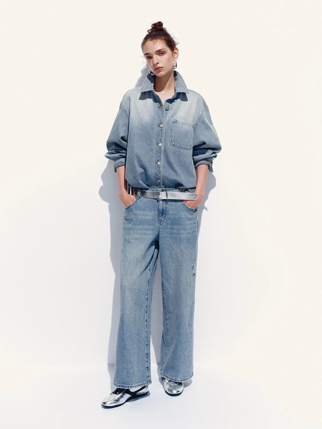 Button-Up Loose Denim Shirts sold by Urban Revivo product image thumbnail 4