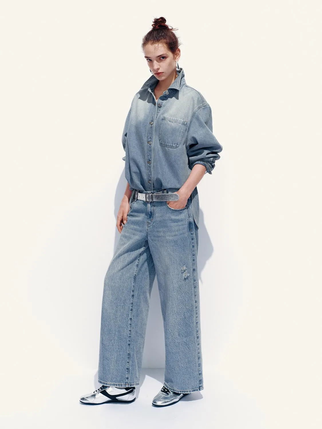 Button-Up Loose Denim Shirts sold by Urban Revivo product image thumbnail 5