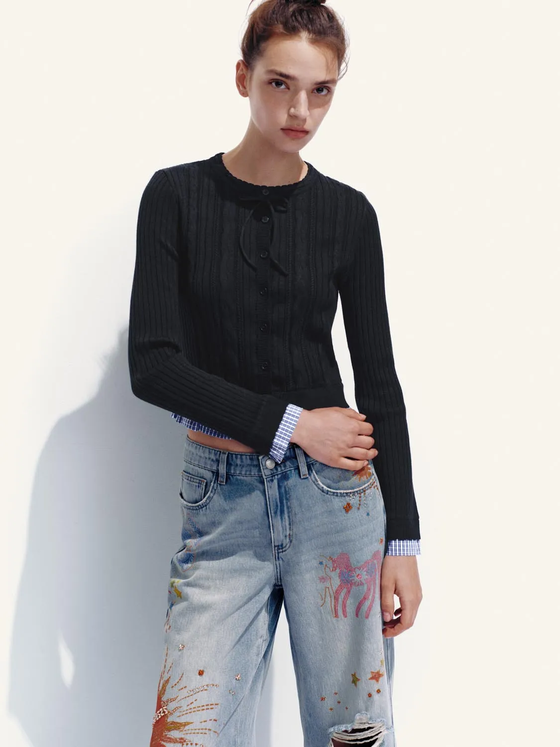 2 In 1 Bow-Collar Knitted Cardigans sold by Urban Revivo product image thumbnail 2