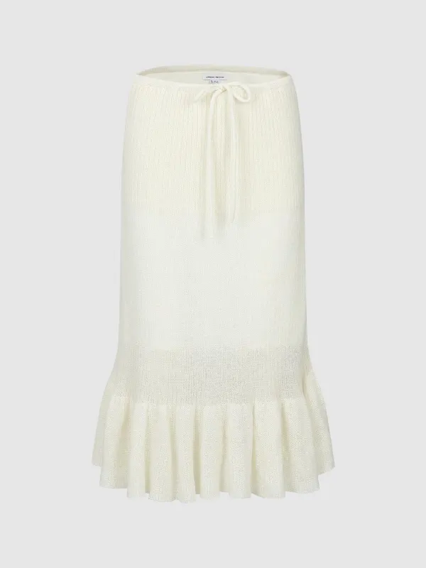 Ruffle Hem Knitted A-Line Midi Skirts sold by Urban Revivo