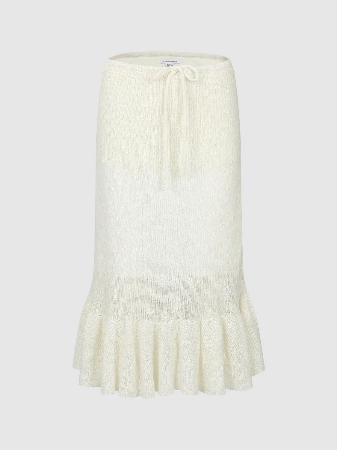 Ruffle Hem Knitted A-Line Midi Skirts sold by Urban Revivo