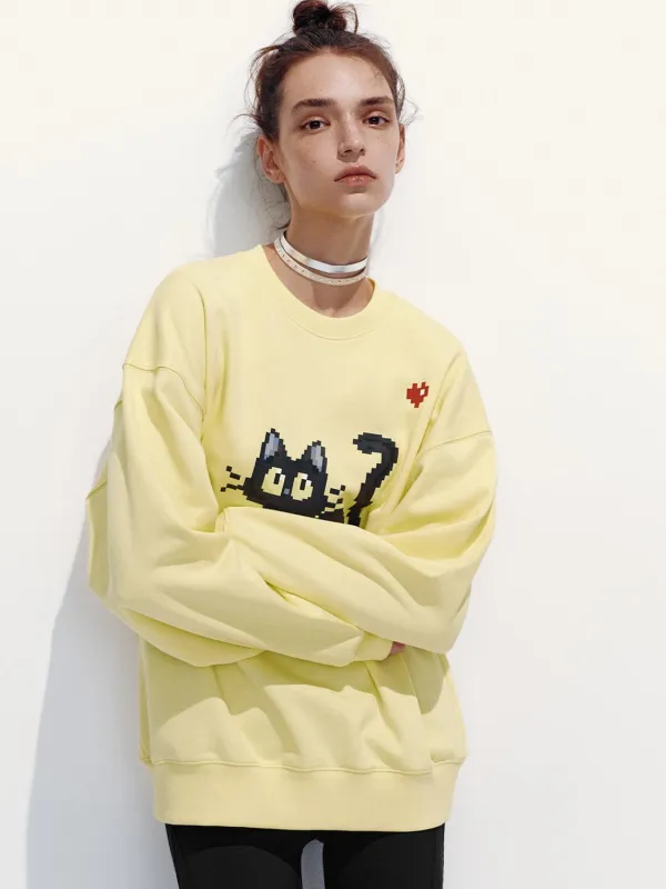 Crew Neck Printed Loose Sweatshirts sold by Urban Revivo