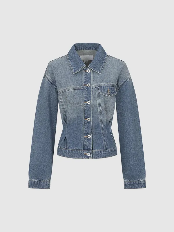 Flap Pocket Button Up Denim Jackets sold by Urban Revivo