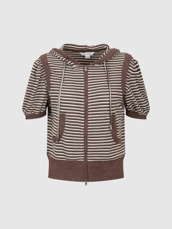 Stripped Short Sleeve Hooded Jackets sold by Urban Revivo