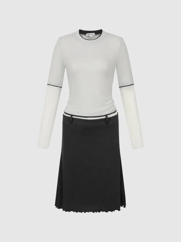 2 In 1 Crew Neck Straight Midi Dresses sold by Urban Revivo