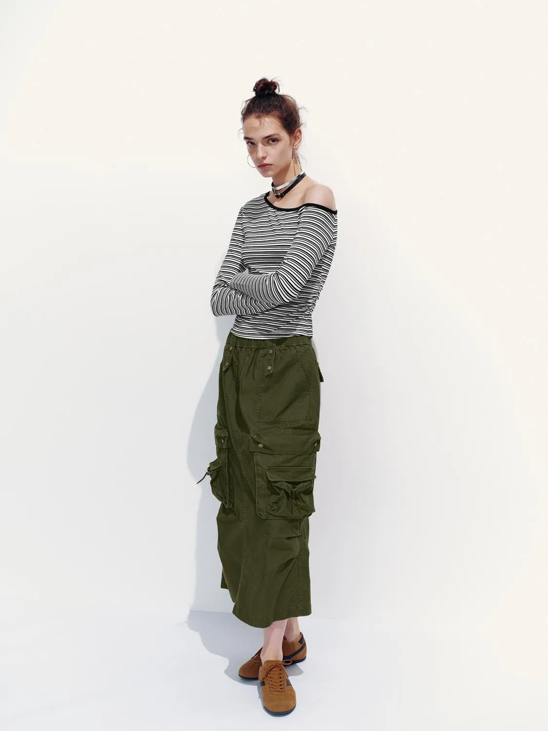 One Shoulder Long Sleeve Stripped T-Shirts sold by Urban Revivo product image thumbnail 5